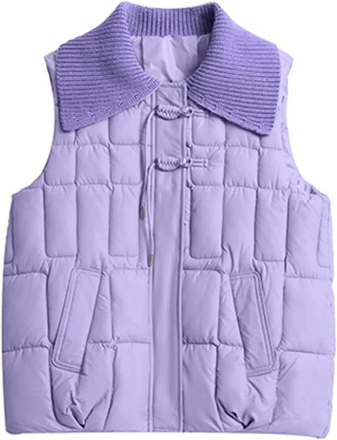 2024 Womens Quilted Vest Lightweight Down Vests Stand Collar Padded Outwear Pockets Trendy Fashion Sleeveless Puffer Jackets