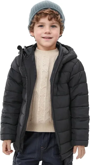 Boys Winter Coat - Lightweight, Warm, Water-Resistant, Hooded Puffer Jacket