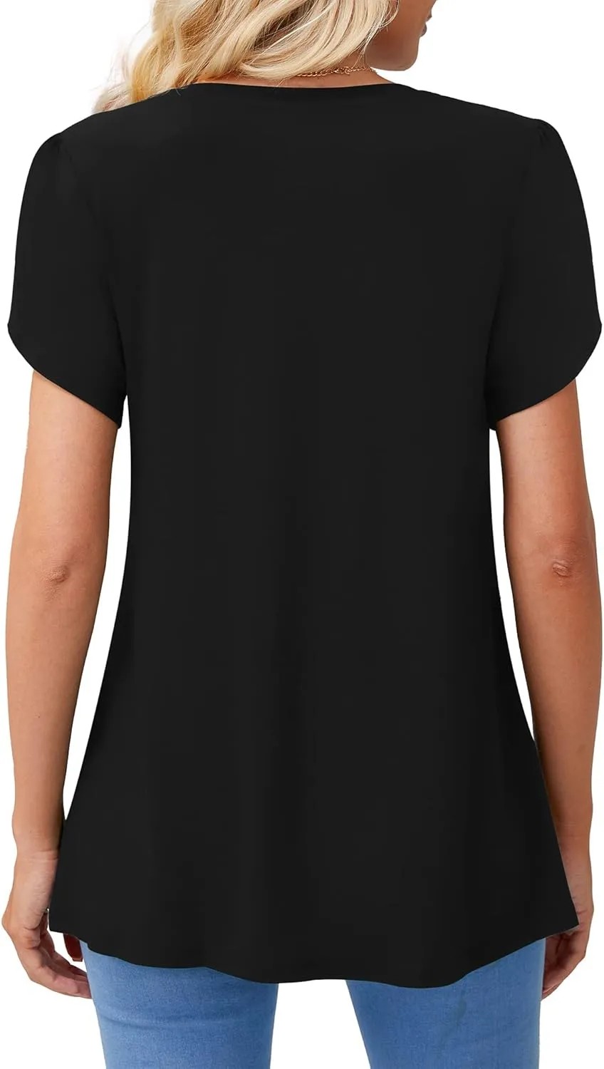 DILIUXING Womens Short Sleeve Tunic Tops Summer Casual T-Shirts Crew Neck Loose Basic Daily Blouse