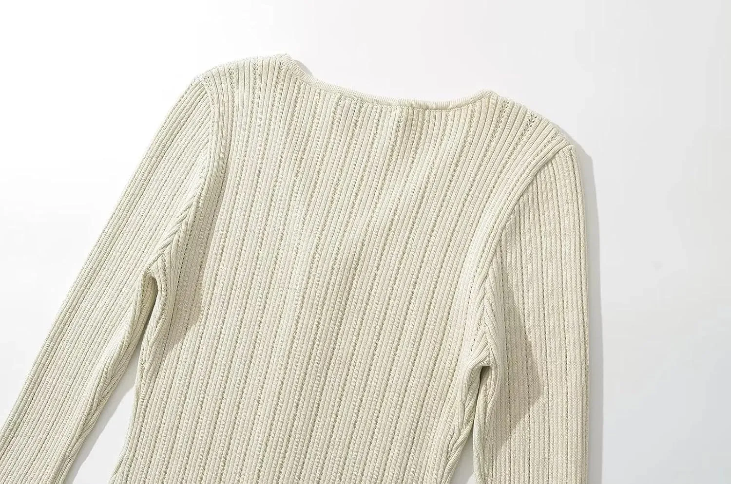 efvandoloe Spring Autumn Two Way Zipper Cardigans Women Knitted Slim Flare Sleeve Solid Color Sweaters