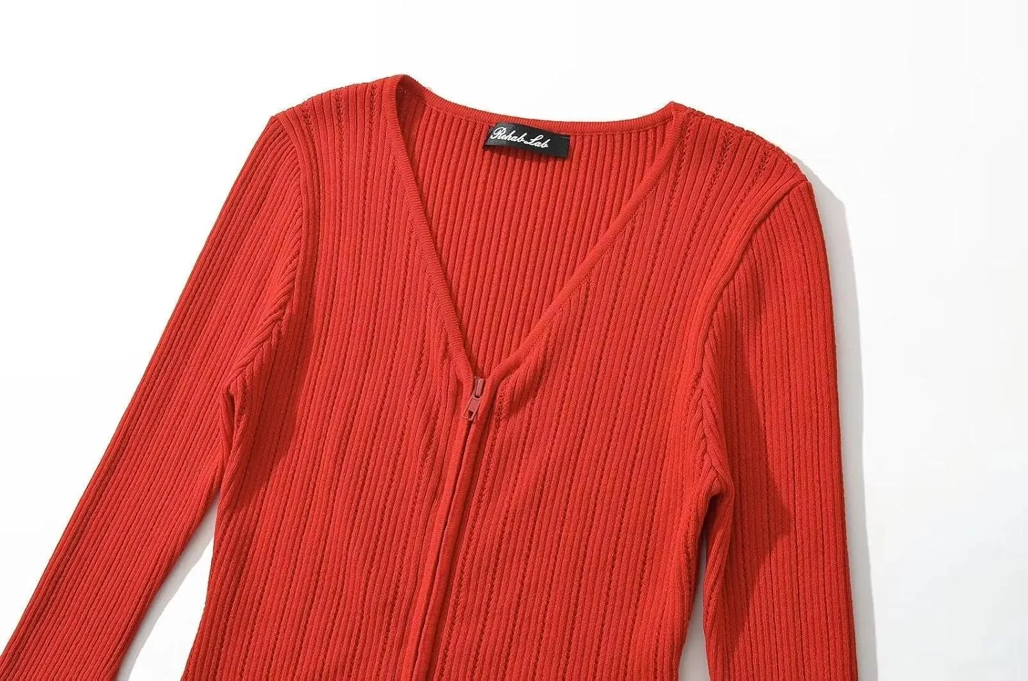 efvandoloe Spring Autumn Two Way Zipper Cardigans Women Knitted Slim Flare Sleeve Solid Color Sweaters