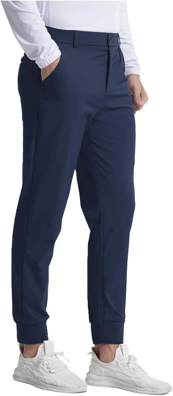 Golf Joggers Stretch Pants Men Slim Fit Baggy Casual Tapered Pants with Pockets Zipper Work Athletic Joggers Trousers