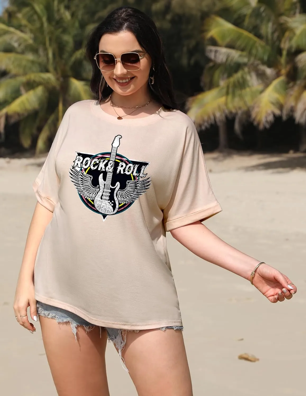 IN'VOLAND Oversized T-Shirt Basic Loose Tee Tops Short Sleeve Crew Neck Shirts Casual Soft Blouse