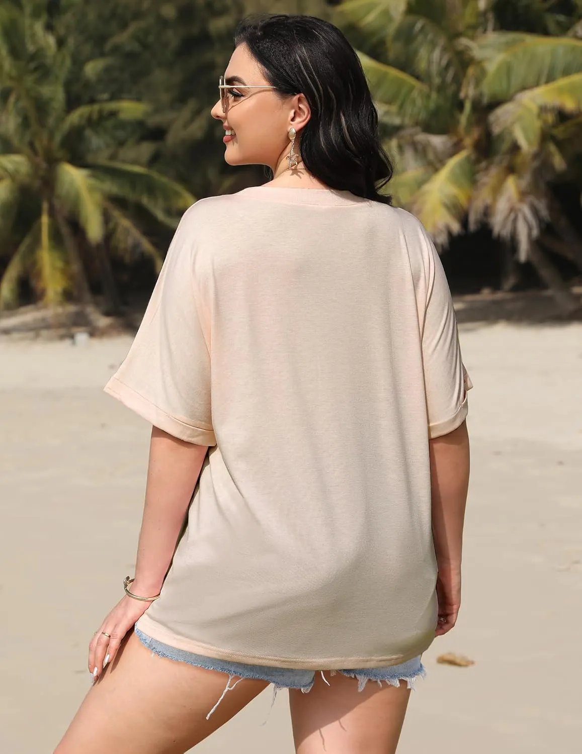 IN'VOLAND Oversized T-Shirt Basic Loose Tee Tops Short Sleeve Crew Neck Shirts Casual Soft Blouse