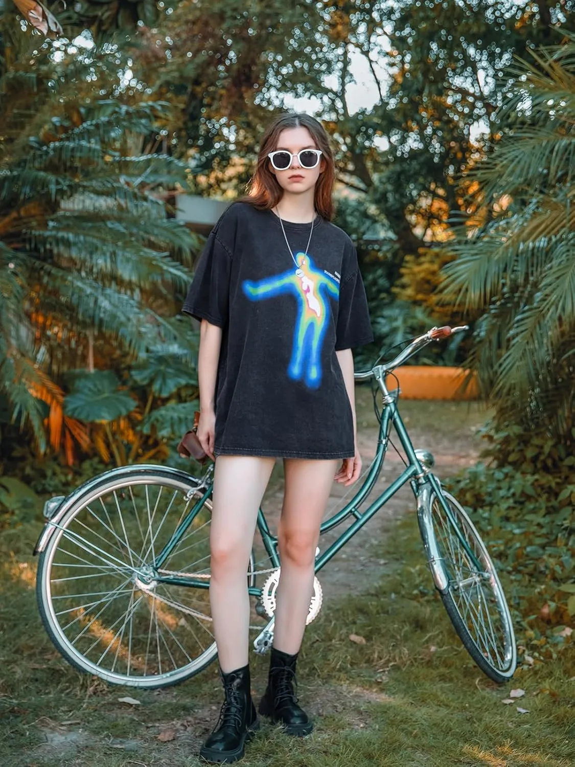 Men's Graphic Oversize Shirt Unisex Streetwear Casual Tunic Tops Loose Harajuku Aesthetic Tee Shirt