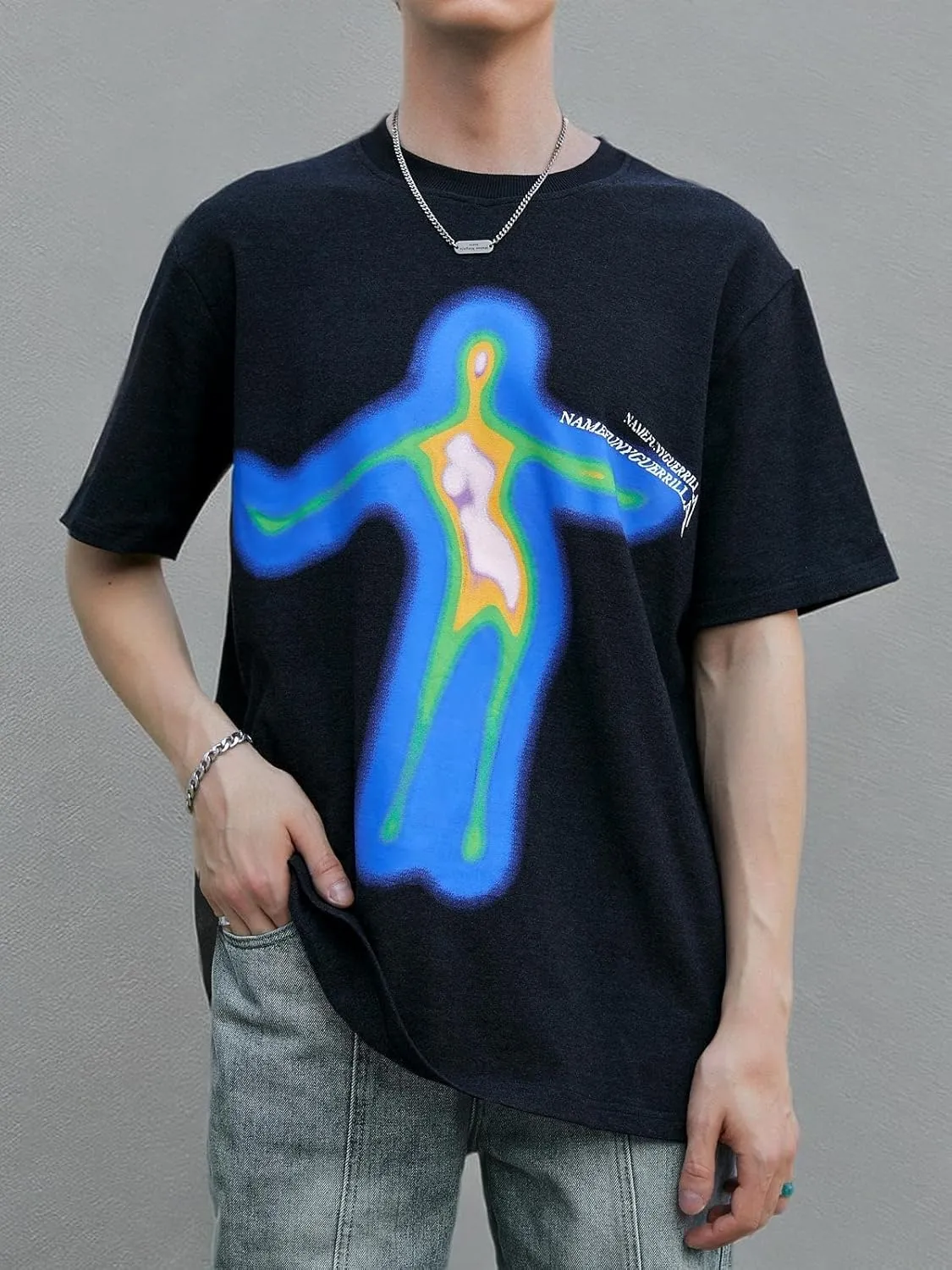 Men's Graphic Oversize Shirt Unisex Streetwear Casual Tunic Tops Loose Harajuku Aesthetic Tee Shirt