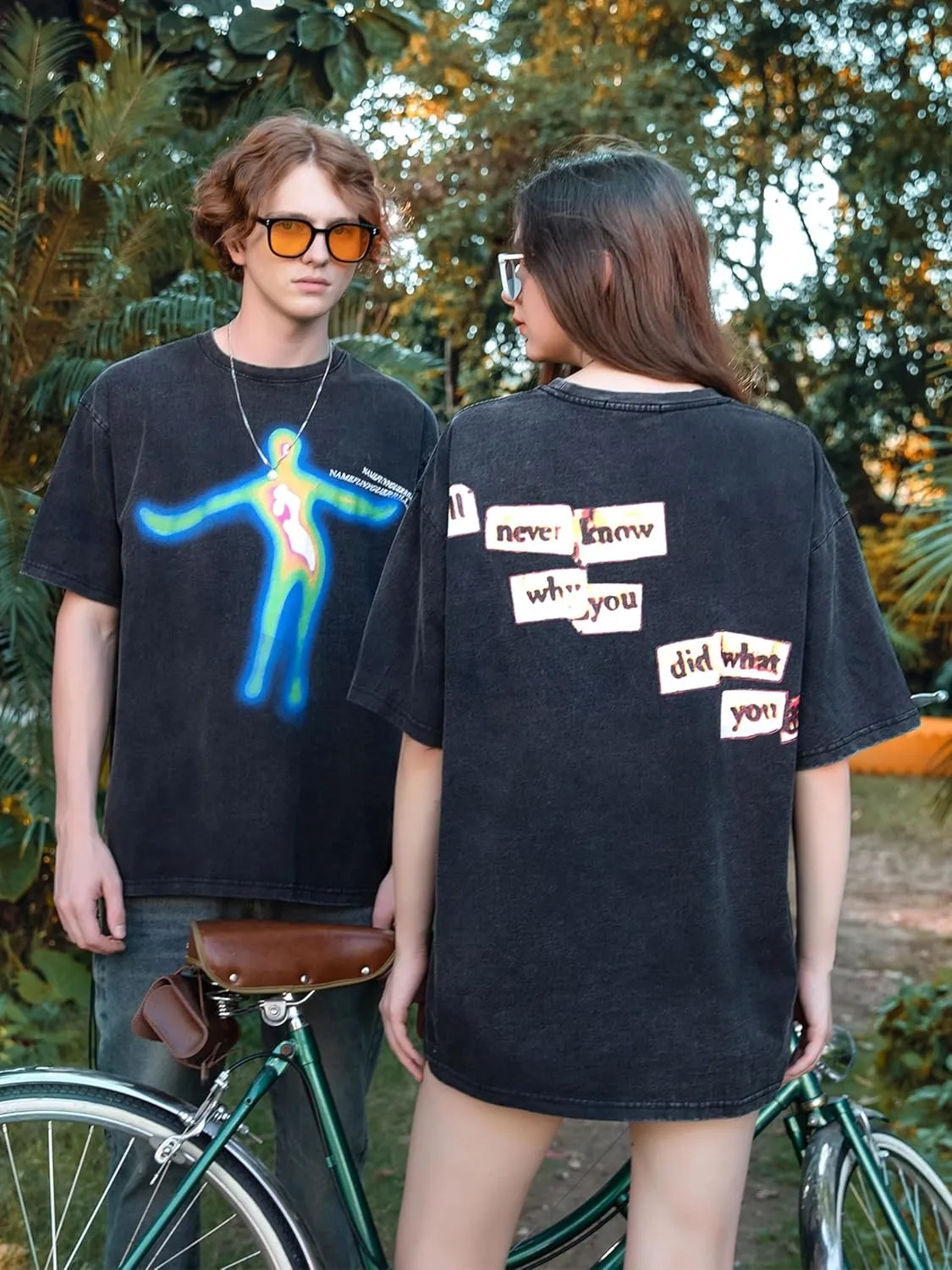 Men's Graphic Oversize Shirt Unisex Streetwear Casual Tunic Tops Loose Harajuku Aesthetic Tee Shirt