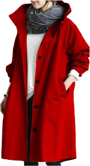 OIOLOYJM Trench Coat for Women 2024 Fall Rain Jacket Womens Waterproof with Hood Plus Size Outdoor Windbreaker Overcoat