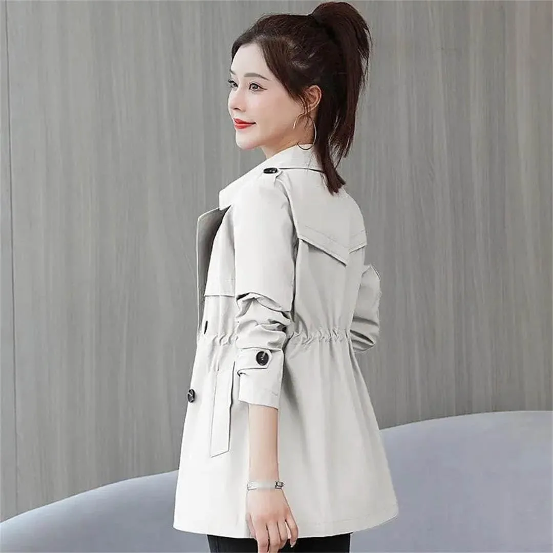 Plus Size Women Trench Jacket Short Spring Autumn Winter Fashion Slim Loose Formal Office Work Windbreaker