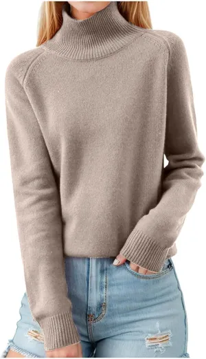SERYU Cashmere Turtleneck Sweater for Women Comfort Pullover Tops Casual Turtleneck Long Sleeve Wool Sweater