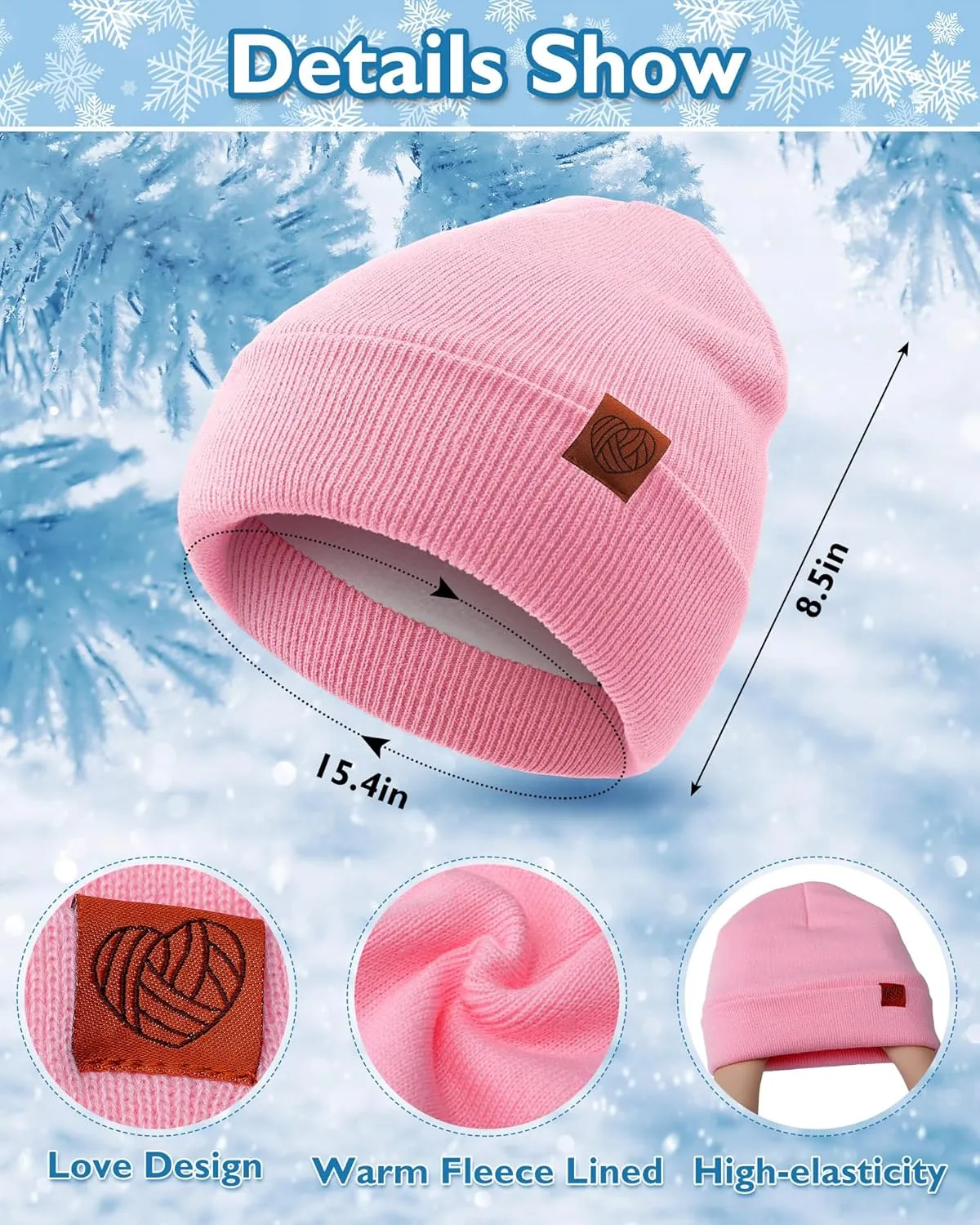 Suhine 4 Pack Beanie Hats for Women Fleece Lined Winter Hats Soft Warm Adults Rib Knit Cuffed Beanies for Winter Unisex