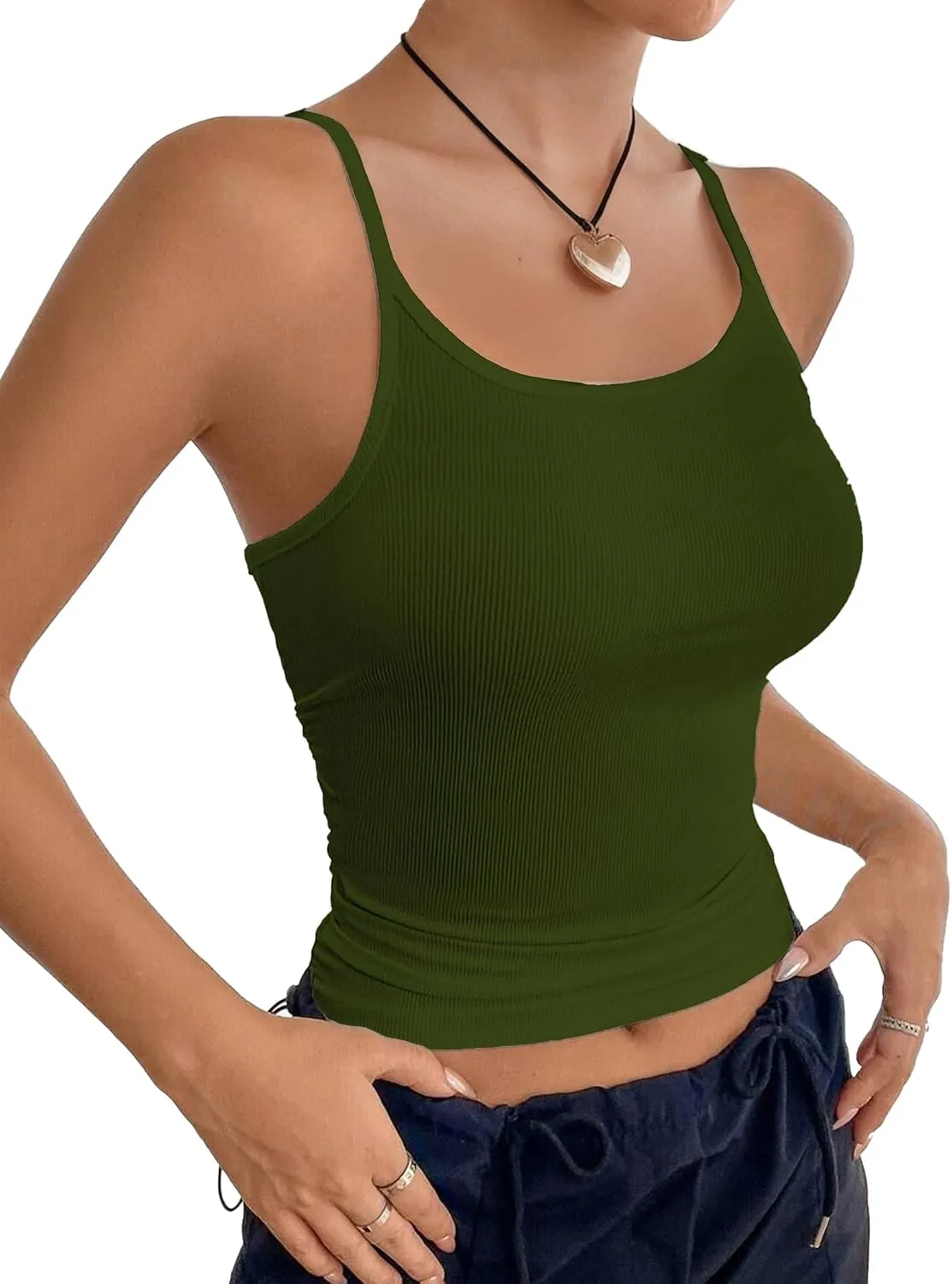 Tank Tops for Women, Spaghetti Strap Tank Top, Scoop Neck Ribbed Tank Tops, Summer Camisole Going Out Tops Shirt