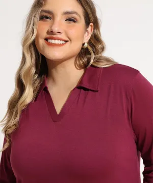 TIYOMI Plus Size Womens Polo Shirts Long Sleeve Collared Tops Business Casual V Neck Loose Fit T Shirt Work Blouse 1X-5X