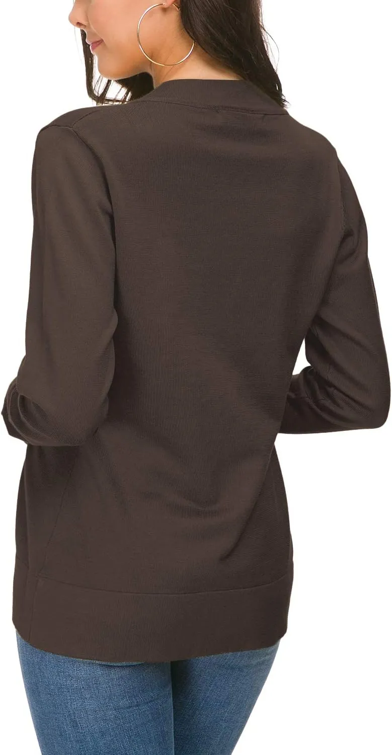 Urban CoCo Women's Long Sleeve Open Front Knit Cardigan Sweater