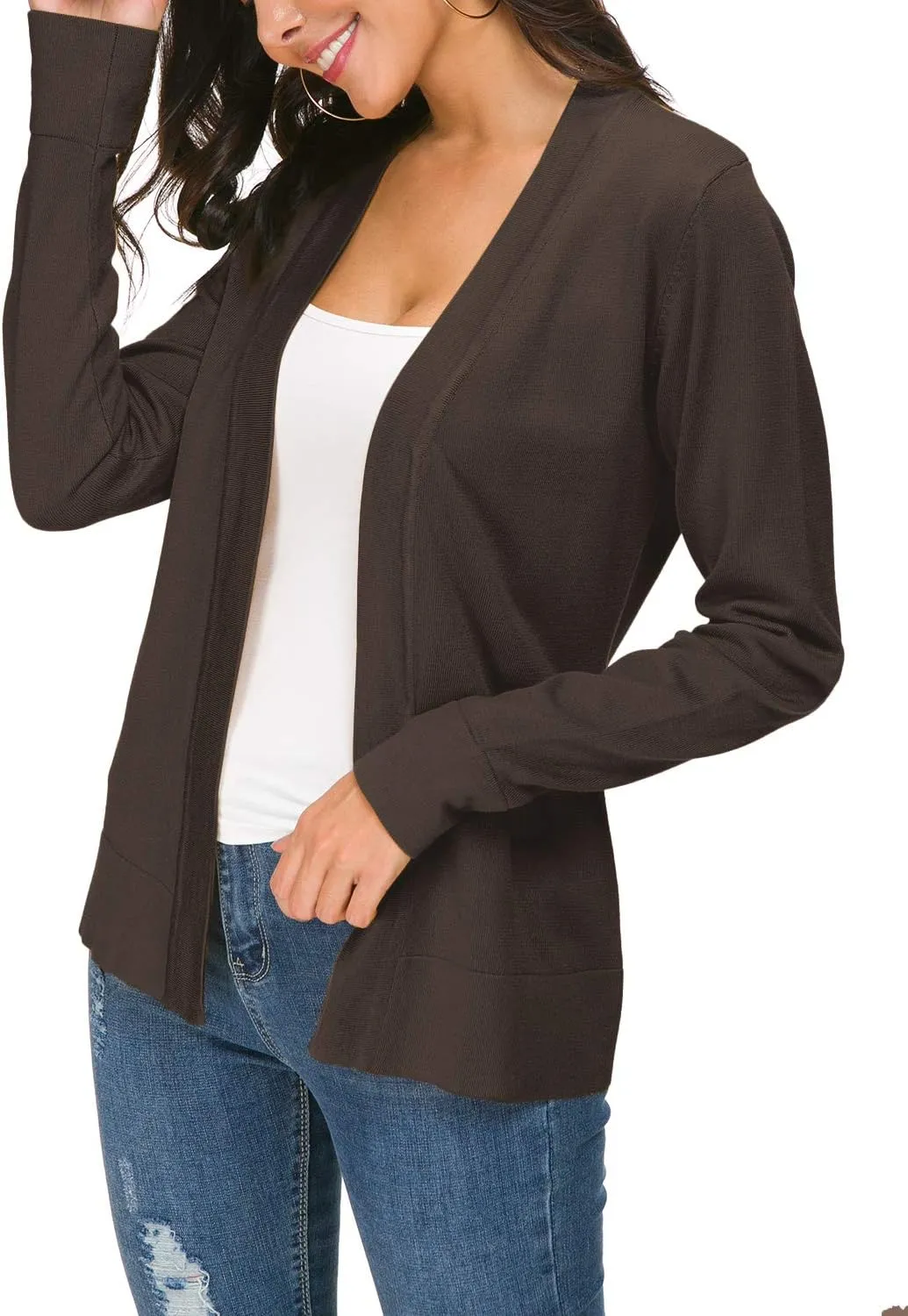 Urban CoCo Women's Long Sleeve Open Front Knit Cardigan Sweater
