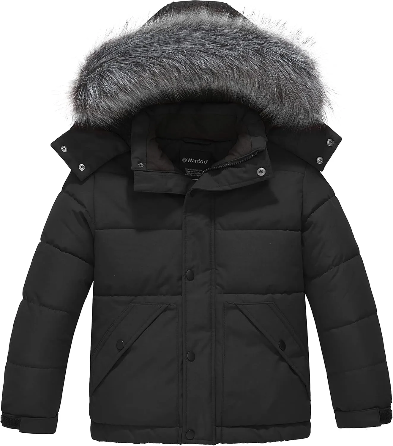 wantdo Boys' Winter Coat Waterproof Puffer Coat Warm Fleece Jacket