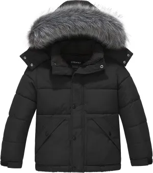 wantdo Boys' Winter Coat Waterproof Puffer Coat Warm Fleece Jacket