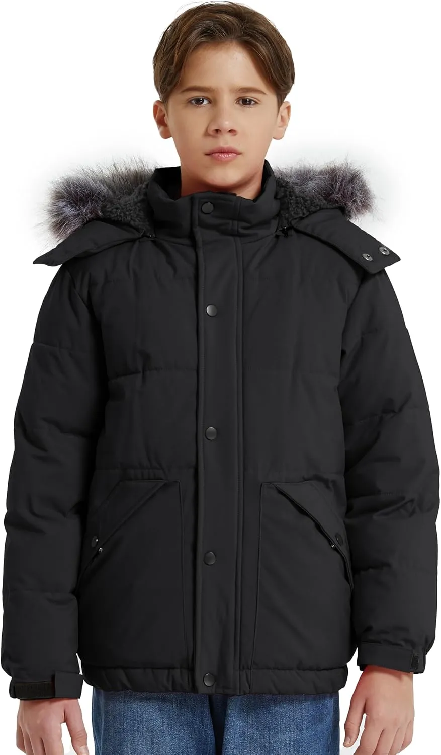 wantdo Boys' Winter Coat Waterproof Puffer Coat Warm Fleece Jacket