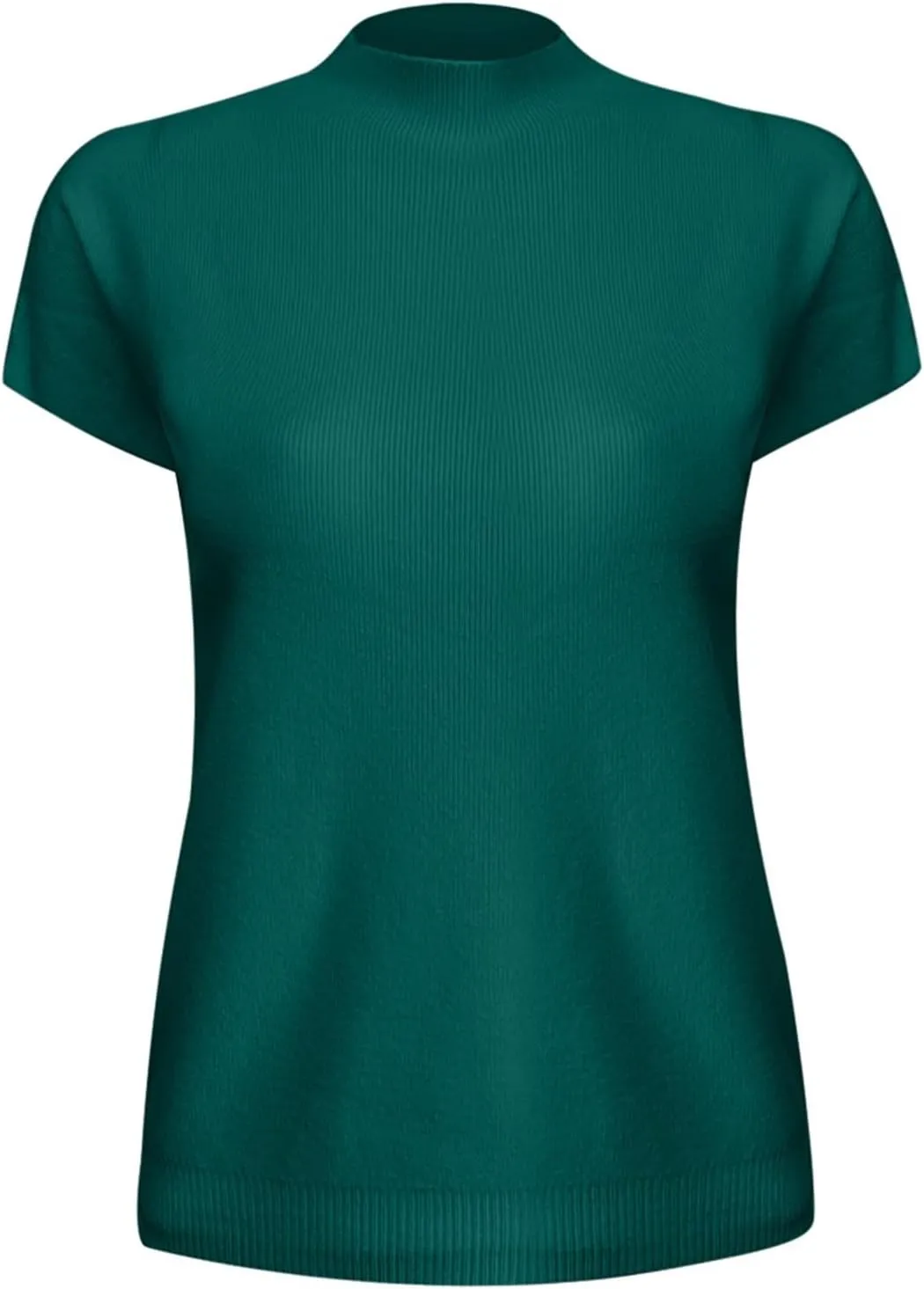 Womens Short Sleeve Sweater Mock Neck Summer Fashion Casual Basic Knit Slim Fitted Pullover Dressy Ribbed Tops Shirts