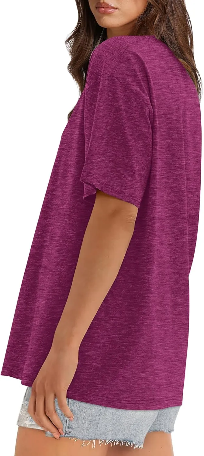 XIEERDUO Oversized T Shirts for Women Summer Short Sleeve Tops Loose Scook Neck
